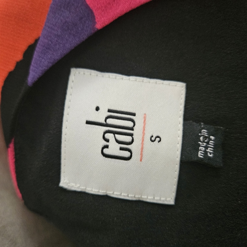 NWOT CAbi pink orange purple & black color block fete dress Womens Small - Picture 7 of 8